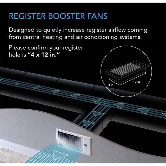 Two! AIRTAP T4, Quiet Register Booster Fan 4 x 12” Register Bronze X2 - Picture 6 of 8